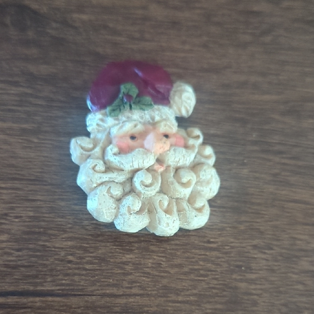2/$15 Vintage Santa Claus Brooch With Red Hat- Rustic Christmas